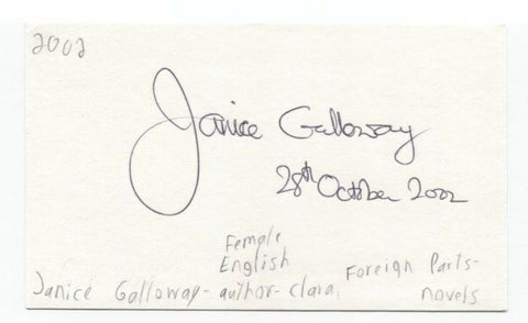 Janice Galloway Signed 3x5 Index Card Autographed Signature Author Writer