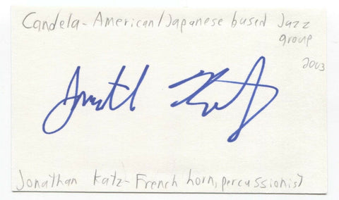Jonathan Katz Signed 3x5 Index Card Autographed Signature Musician Candela Band