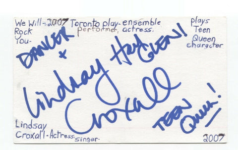 Lindsay Croxall Signed 3x5 Index Card Autographed Actress American Gods