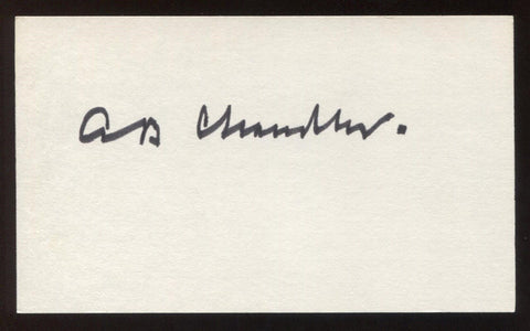 Happy Chandler Signed 3x5 Index Card Vintage Autographed Baseball Signature HOF