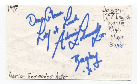 Adrian Edmeades Signed 3x5 Index Card Autographed Actor Dancer Jolson Cats