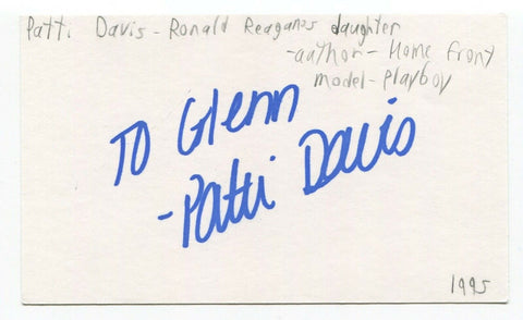 Patti Davis Signed 3x5 Index Card Autographed Signature Ronald Reagan Daughter