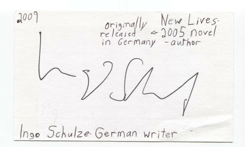 Ingo Schulze Signed 3x5 Index Card Autographed Signature Author Writer