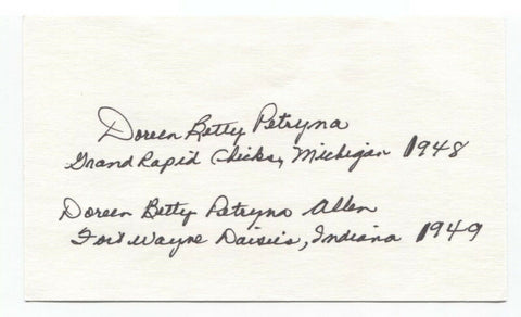 Betty Petryna Signed 3x5 Index Card Autographed Baseball AAGPBL