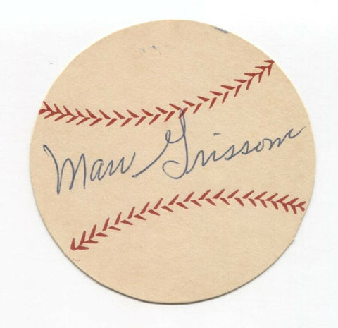 Marv Grissom Signed Paper Baseball Autograph Signature New York Giants