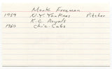 Mark Freeman Signed 3x5 Index Card Autographed MLB Baseball New York Yankees