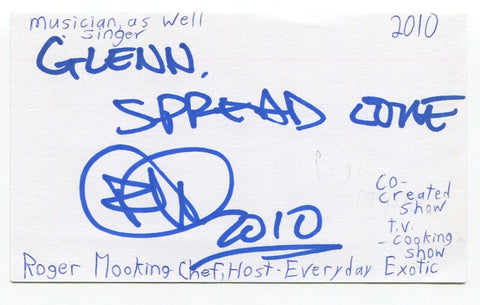 Roger Mooking Signed 3x5 Index Card Autographed Canadian Cooking Personality