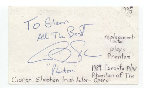 Ciaran Sheehan Signed 3x5 Index Card Autographed Signature Actress
