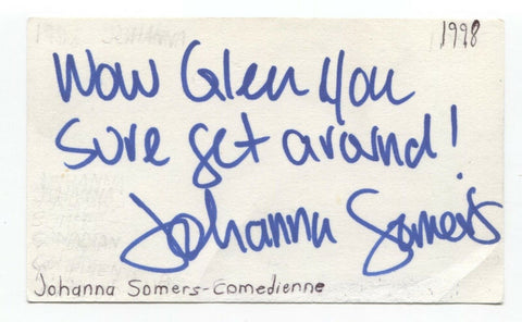 Johanna Somers Signed 3x5 Index Card Autographed Signature Comedian Actress