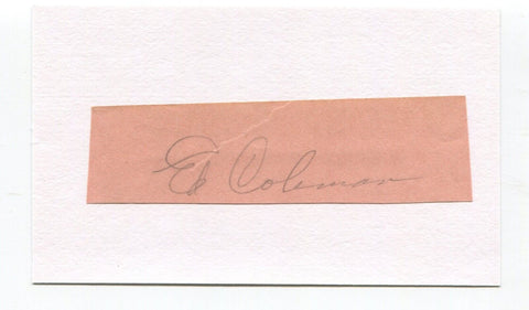 Ed Coleman Signed Cut Index Card Autographed Baseball MLB Philadelphia Athletics
