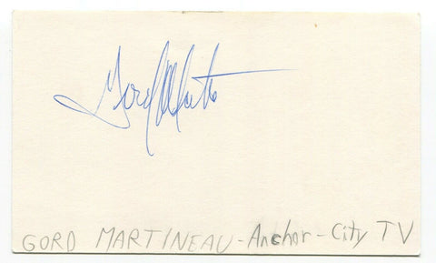 Gord Martineau Signed 3x5 Index Card Autographed Signature Canadian Journalist
