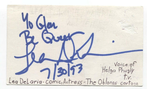 Lea DeLaria Signed 3x5 Index Card Autographed Actress Orange Super Early Career