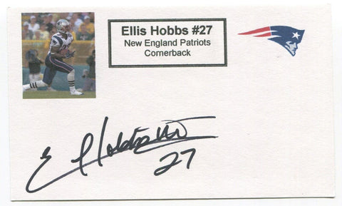 Ellis Hobbs Signed 3x5 Index Card Autographed Football NFL New England Patriots