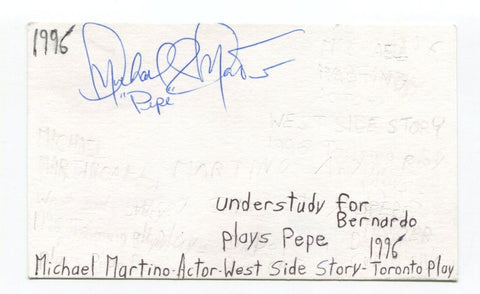 Michael Martino Signed 3x5 Index Card Autographed Actor West Side Story