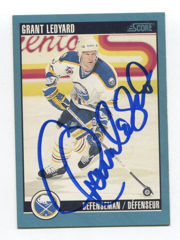 1992-93 Score Grant Ledyard Signed Card Hockey NHL AUTO #358 Buffalo Sabres