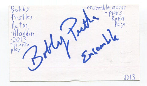 Bobby Pestka Signed 3x5 Index Card Autograph Actor Across The Universe Producers