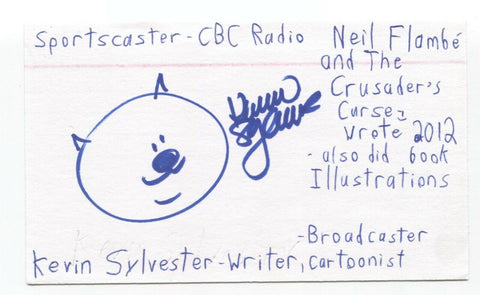 Kevin Sylvester Signed 3x5 Index Card Autograph Signature Writer Cartoonist