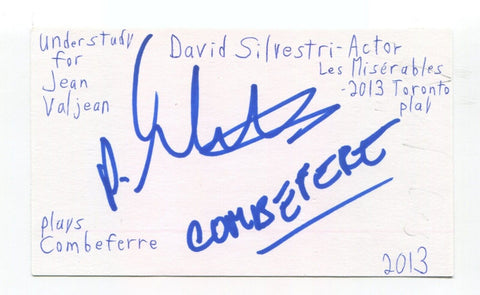 David Silvestri Signed 3x5 Index Card Autographed Actor Ferris Bueller