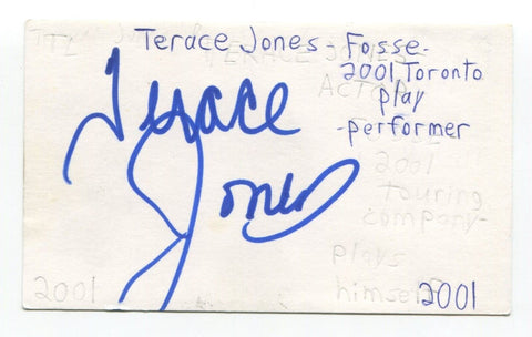 Terace Jones Signed 3x5 Index Card Autographed Actor The Producers