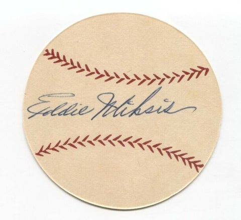 Eddie Miksis Signed Paper Baseball Autographed Signature Chicago Cubs