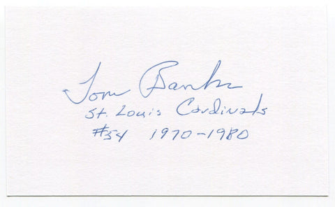 Tom Banks Signed 3x5 Index Card Autographed Signature St. Louis Cardinals NFL