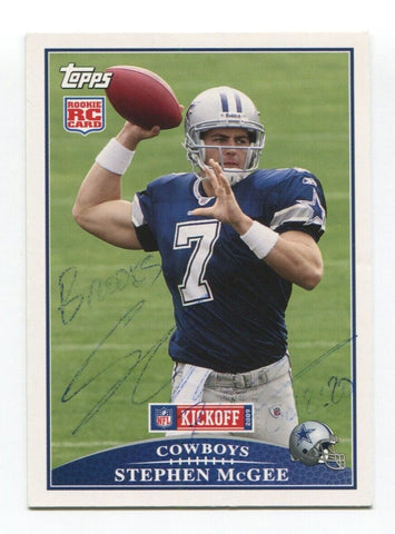 2009 Topps Kickoff Stephen McGee Signed Card Football Autograph AUTO #117 Rookie