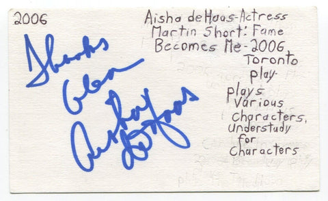 Aisha de Haas Signed 3x5 Index Card Autographed Actress Law and Order Rent