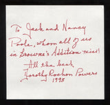 Dorothy Rochon Powers Signed Book Page Cut Autographed Cut Signature 