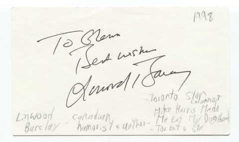 Linwood Barclay Signed 3x5 Index Card Autographed Signature Author Writer
