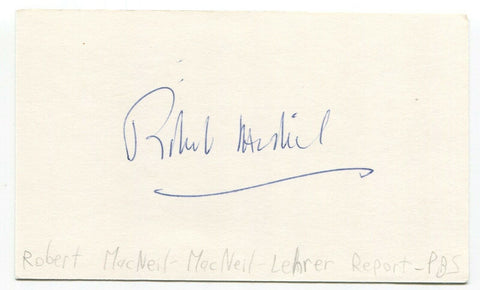 Robert MacNeil Signed 3x5 Index Card Autographed Canadian Journalist Broadcaster