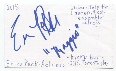 Erika Peck Signed 3x5 Index Card Autographed Signature Actress