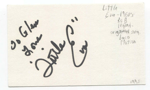 Little Eva Signed 3x5 Index Card Autographed Signature Eva Boyd Singer