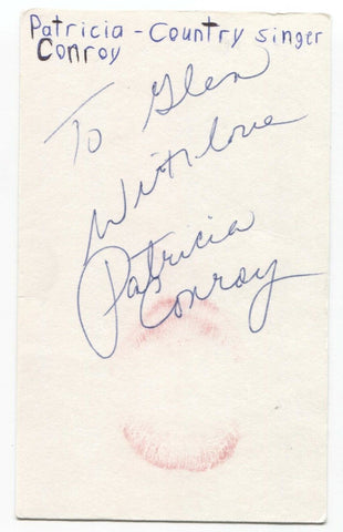 Patricia Conroy Signed 3x5 Index Card Autographed Signature Country Singer