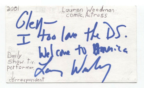 Lauren Weedman Signed 3x5 Index Card Autographed Signature Actress