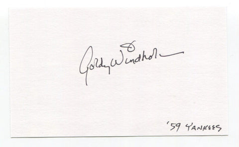 Gordy Windhorn Signed 3x5 Index Card Autographed Baseball MLB New York Yankees