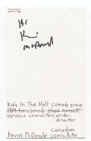 Kevin McDonald Signed 3x5 Index Card Autograph Signature Actor Comedian