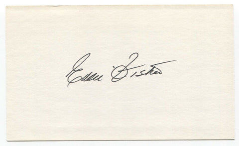 Eddie Fisher Signed 3x5 Index Card Baseball Autographed Signature