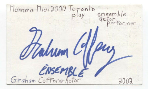 Graham Coffeng Signed 3x5 Index Card Autographed Signature Actor Arrow