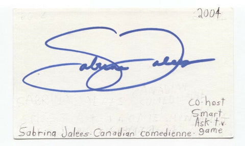 Sabrina Jalees Signed Index 3x5 Card Autographed Signature Comedian Actor Comic