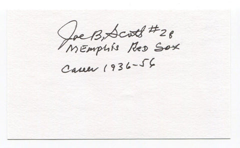 Joe B. Scott Signed 3x5 Index Card Autographed Baseball Negro Leagues