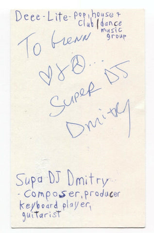 DJ Supa Dmitry Brill Signed 3x5 Index Card Autographed Signature Deee-Lite