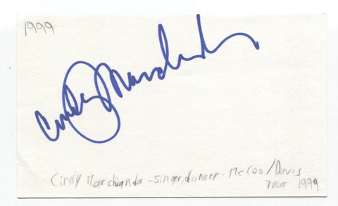 Cindy Marchionda Signed 3x5 Index Card Autographed Signature Singer Dancer