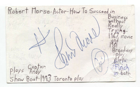 Robert Morse Signed 3x5 Index Card Autographed Signature Mad Men