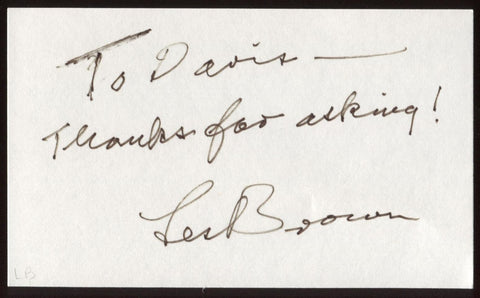 Les Brown Signed Index Card Signature Autographed AUTO