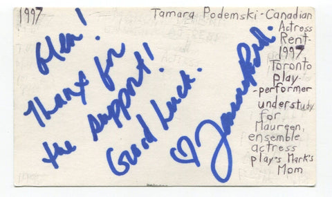 Tamara Podemski Signed 3x5 Index Card Autographed Actress The Rez