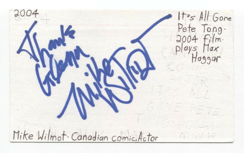 Mike Wilmot Signed 3x5 Index Card Autographed Signature Actor Comedian