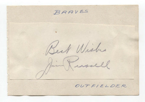 Jim Russell Signed Album Page Autographed Baseball Vintage 1940s Boston Red Sox