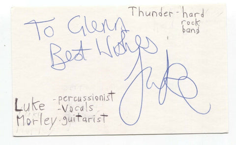 Thunder - Luke Morley Signed 3x5 Index Card Autographed Signature The Union