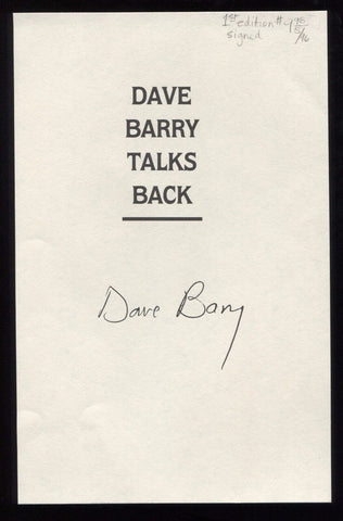 Dave Barry Signed Book Page Cut Autographed Cut Signature 