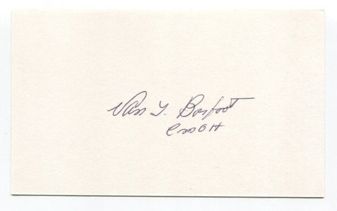 Van T. Barfoot Signed 3x5 Index Card Autographed Signature WWII Medal of Honor